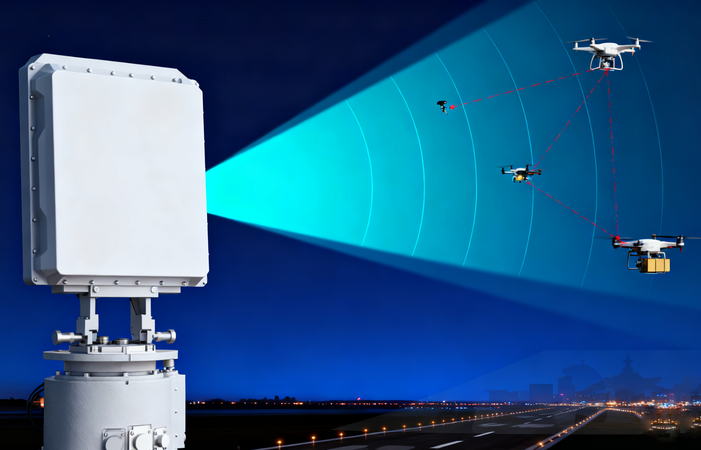 Advanced anti-drone radar technology for secure airspace surveillance.