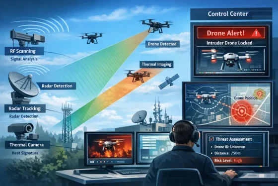 The images demonstrate how legitimate counter-drone technologies can effectively monitor, track, and locate drones without interfering with communications.
